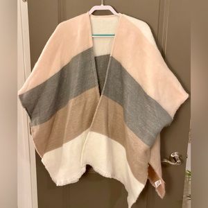 Striped Open-Front Poncho
